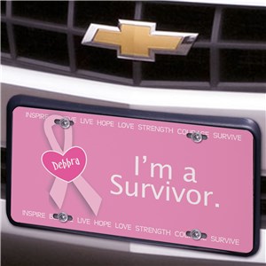 Surviving Pink License Plate