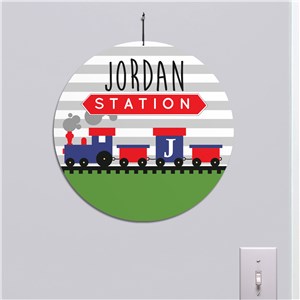 Personalized Train Round Sign
