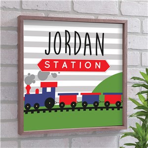 Personalized Train Framed Wall Sign