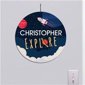 Personalized Explore Space Round Sign