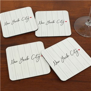 Personalized Custom Message On Wood Background Coasters