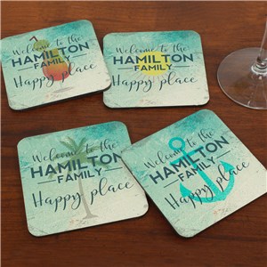 Personalized Welcome Happy Place Coasters