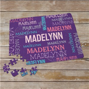 Personalized Repeating Names Purple Puzzle