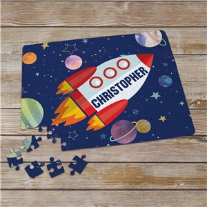 Personalized Rocket Ship with Name Puzzle