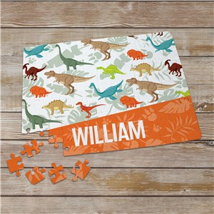 Personalized Dino Pattern with Name Puzzle