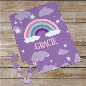 Personalized Rainbow with Stars and clouds Puzzle