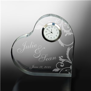 Engraved Couples Heart Clock Keepsake