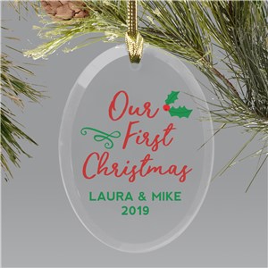 Personalized Our First Christmas Glass Ornament