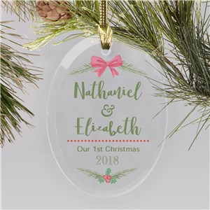 Personalized Couples First Christmas Glass Ornament
