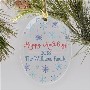 Snowflake Glass Oval Ornament