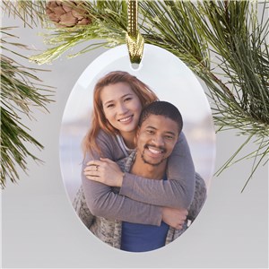 Personalized Photo Oval Glass Ornament