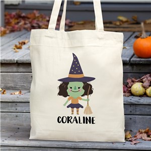 Personalized Halloween Witch Tote Bag