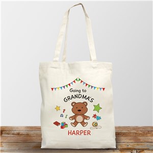 Personalized Going to Grandma's With Teddy Bear Tote Bag
