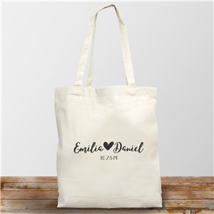 Personalized Couples Names With Heart Canvas Tote
