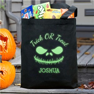 Glow In The Dark Trick Or Treat Scary Face Halloween Bag