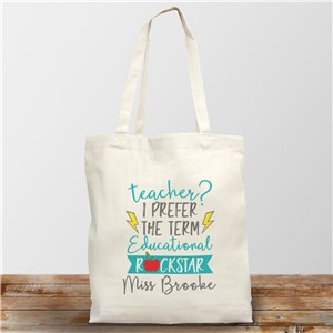 Personalized Educational Rock Star Tote Bag