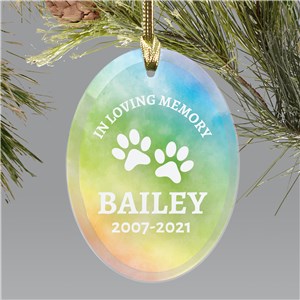 Personalized In Loving Memory Rainbow Oval Glass Ornament