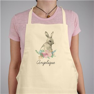 Personalized Floral Easter Bunny Natural Apron