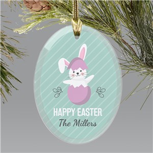 Personalized Easter Bunny Egg Jade Glass Ornament with suction cup