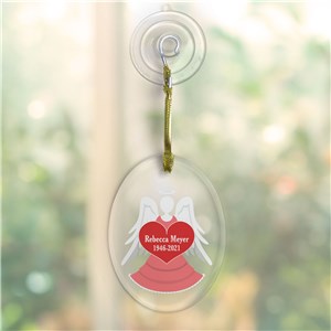 Personalized Memorial Angel Jade Glass Oval Ornament with Suction Cup