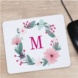 Personalized Floral Initial Mouse Pad