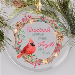 Personalized Cardinals Appear Round Glass Ornament