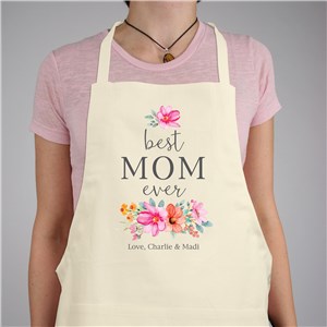 Personalized Floral Best Mom Ever Apron