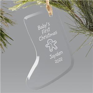 Baby's 1st Christmas Ornament - Glass Stocking