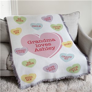 Personalized Conversation Hearts Afghan Throw