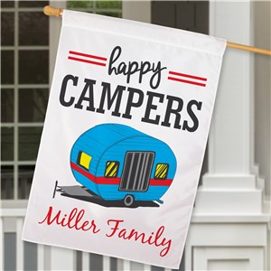 Personalized Happy Campers Family House Flag