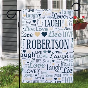 Personalized Live Laugh Love Word-Art Garden Flag