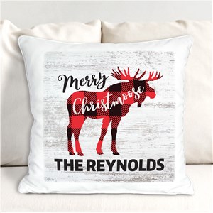 Personalized Merry Christmoose Throw Pillow