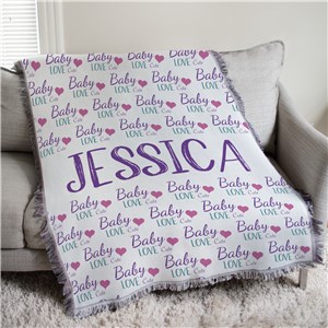 Personalized Baby Girl Words Afghan Throw