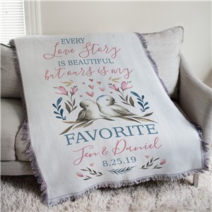 Personalized Every Love Story Is Beautiful Afghan Throw
