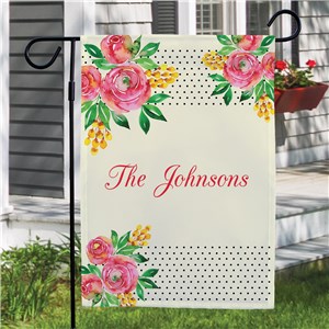 Personalized Watercolor Floral Background Garden Flag