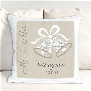 Personalized Wedding Bells Word Art Throw Pillow
