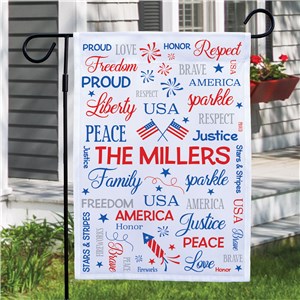 Personalized Fourth Of July Word Art Garden Flag