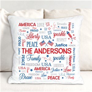 Personalized Fourth of July Word Art Throw Pillow