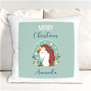 Merry Christmas Unicorn Throw Pillow