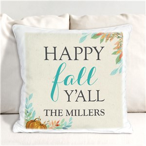 Personalized Happy Fall Y'all Throw Pillow