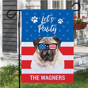 Personalized Let's Pawty Patriotic Garden Flag