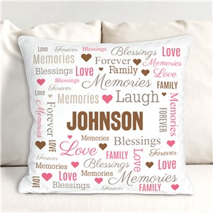 Personalized Memories, Laugh Heart Family Static Word Art Throw Pillow