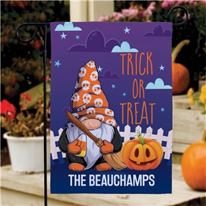 Personalized Trick or Treat Gnome Garden Flag