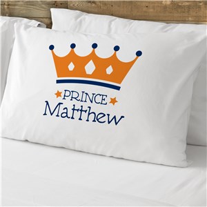 Personalized Prince with Crown Pillowcase