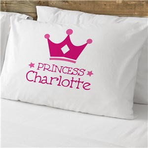 Personalized Princess with Crown Pillowcase