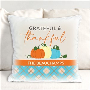 Personalized Grateful & Thankful Throw Pillow
