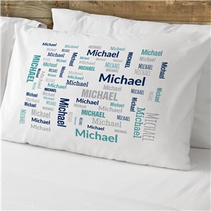 Personalized Navy, Teal and White Names Pillowcase