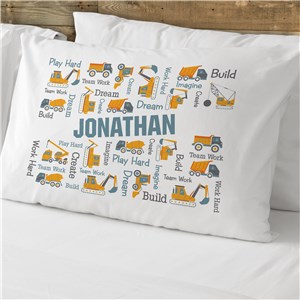 Personalized Construction Truck Pillowcase