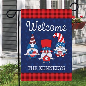 Personalized Independence Day Gnomes Garden Flag