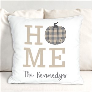 Personalized Home Plaid Pumpkin Throw Pillow
